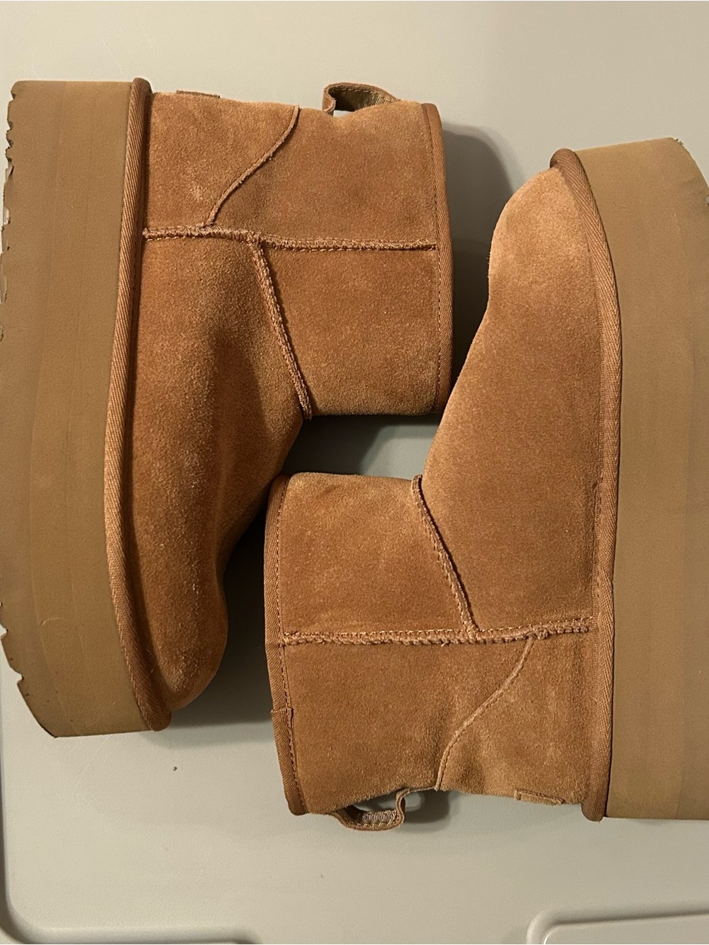 UGG Chestnut Suede Platform Ankle Boots